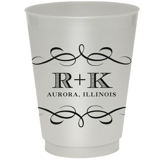Courtyard Scroll with Initials Colored Shatterproof Cups